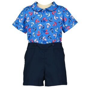 RACHEL RILEY BOYS ANCHOR SHIRT & SHORT SET NEW